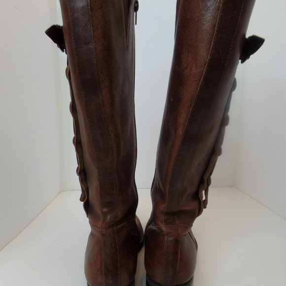Brown Leather Zip Up Boots W Braided Trim & Buckle With Character Sz 9 #6436398 - Picture 7 of 16